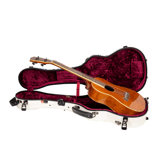 Crossrock Tenor Ukulele Case, Fits Up to 27 Inches | 100% Fiberglass Hardshell with Brand Latches, TSA Lock, Accessory Compartment, and Detachable Straps-Milky White