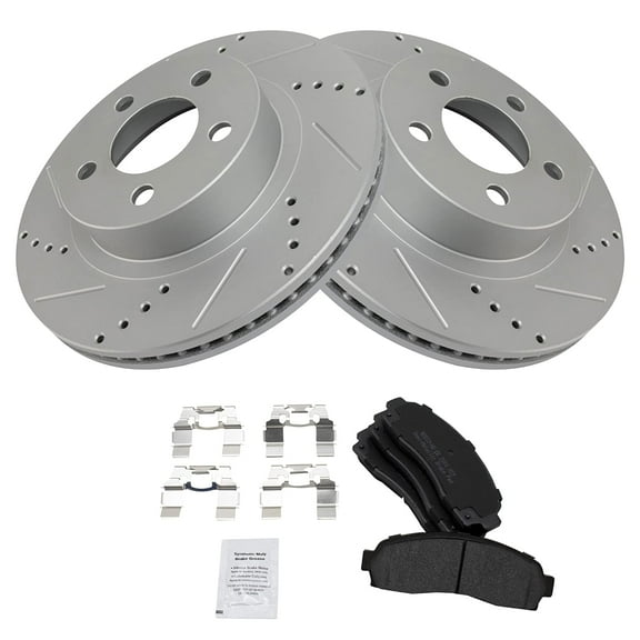 TRQ Performance Drilled & Slotted Brake Rotor & Posi Metallic Pad Front Set