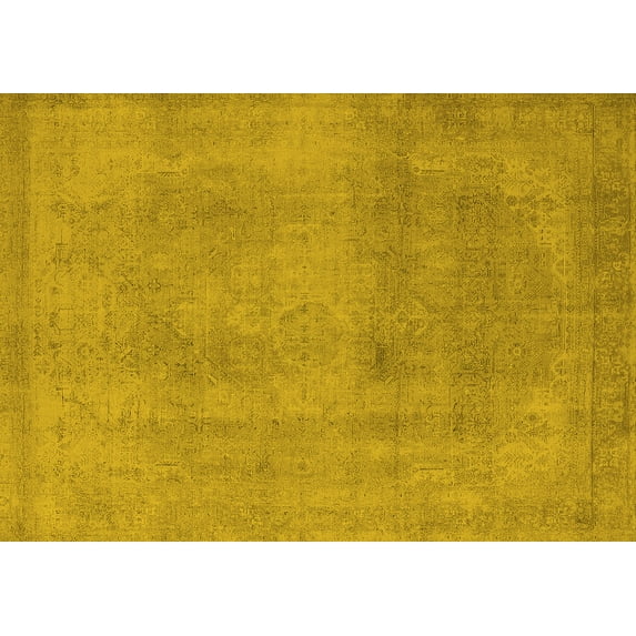 Ahgly Company Machine Washable Indoor Rectangle Oriental Yellow Industrial Area Rugs, 2' x 3'