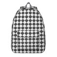 thumbnail image 1 of Striped and Checkered Fusion Backpack, Abstract Plaid Print Daypack with Retro Colorful Geometric Pattern for Travel, 1 of 2