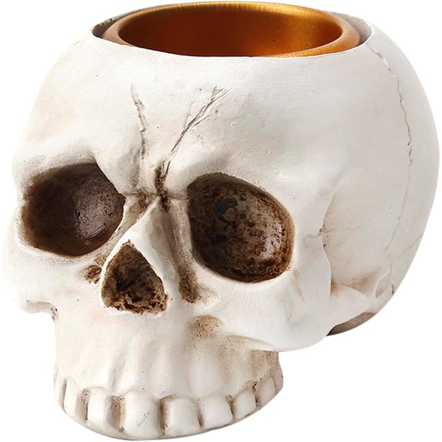 Candelabro pequeño NQ con forma de calavera llorona 3D candelabro gótico para velas de té Halloween