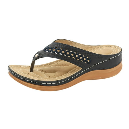 

YanHoo Women s Orthopedic Sandals Casual Thong Flip-flops with Arch Support Summer Casual Comfy Slipper for Beach Travel