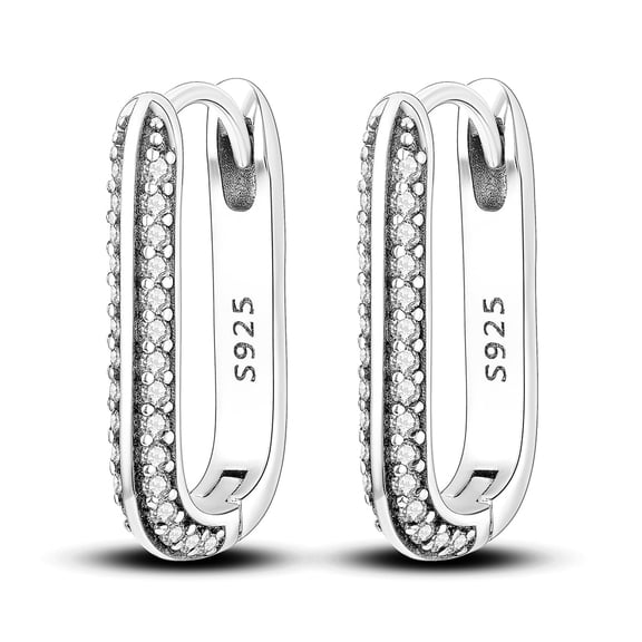 NARMO Original White Cubic Zirconia U-shaped 925 Sterling Silver Hoop Earrings for Women Jewelry Birthday Gift