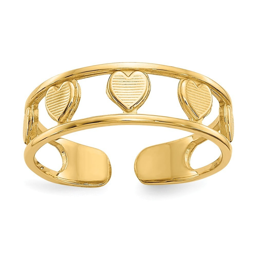 JewelryWeb 14k Yellow Gold Heart Toe Ring .8 Grams