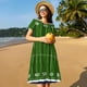 thumbnail image 4 of Balery American Football Field Vestidos sueltos de manga corta para mujer, vestidos de verano 2025, vestidos casuales de corte A con vuelo., 4 of 6