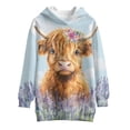 thumbnail image 4 of Xoenoiee Highland Cattle Lavender Flower Print Long Hoodies Sweatshirts for Girls Teen Kids with Hooded Pullover Athletic Loose Outfits Casual Sweater Tunic Dress Tops with Pocket, 7-8 Years, 4 of 7