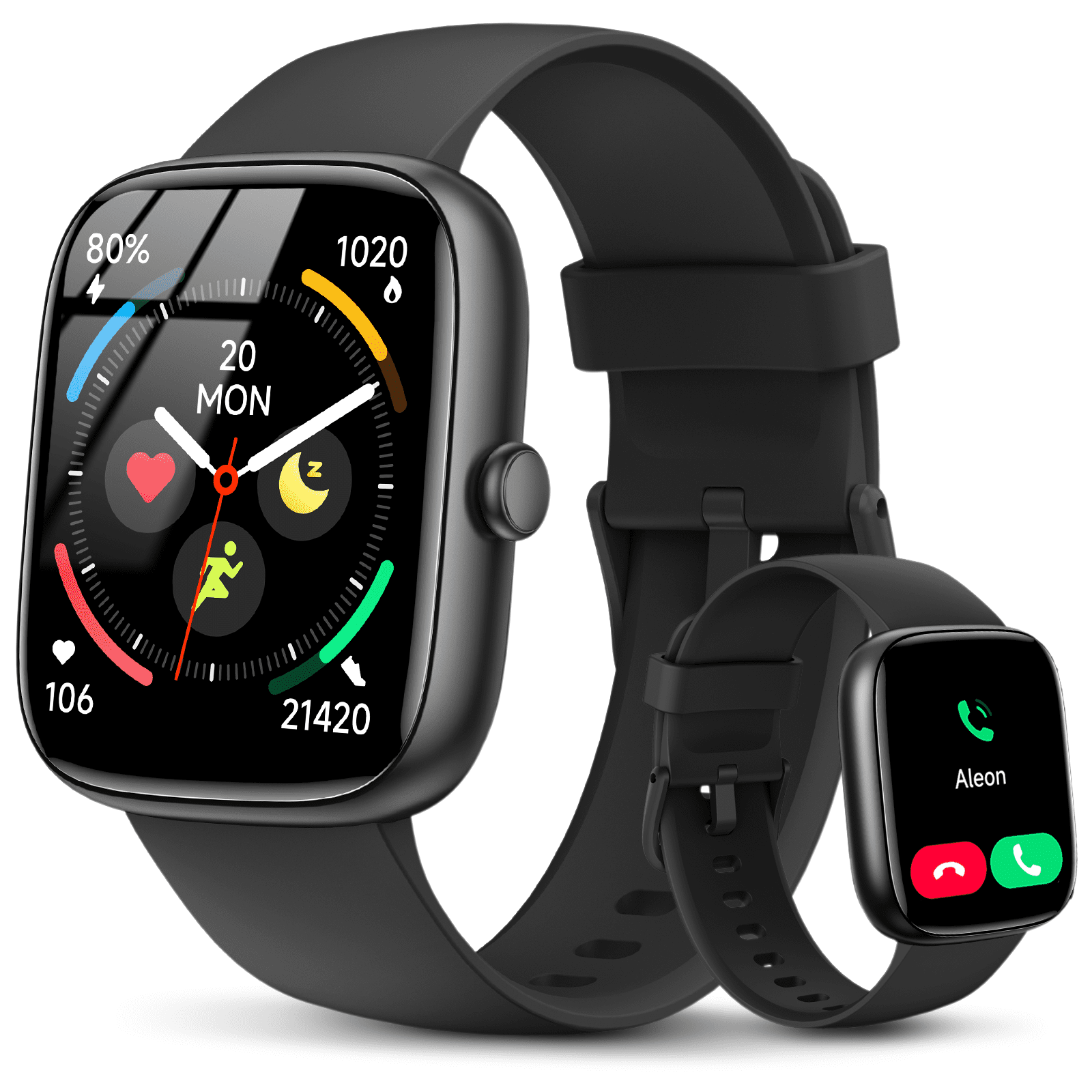 Cillso Mens Smart Watch for Android & iPhone, 1.83" Touchscreen Fitness Watch, 100+ Sports Modes, IP68 Waterproof Smartwatch with Bluetooth Call, Black