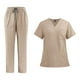 thumbnail image 1 of Conjunto de uniforme de enfermería, ropa de trabajo cómoda, bata con cuello en V para mujer Albaricoque, 1 of 9