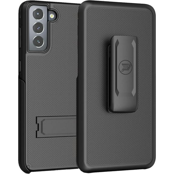 Wireless ProTech Case Compatible with Samsung Galaxy S21  (Plus) 5G (Screen Size 6.7 inch only) Dual Layer Hybrid Case and Belt Clip Holster Combo Includes Screen Protector