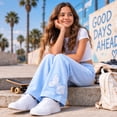 thumbnail image 3 of Forever 21 Girls Sweatpants Cotton Blend Fleece Wide Leg Baggy Pants with Pockets and Elastic Waistband, 3 of 7