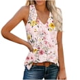 thumbnail image 2 of ClodeEU Women's Summer Printed V Neck Sleeveless Tank Top ,Trendy Cozy Loose Blouse Multicolor 05,Womens Plus M, 2 of 7