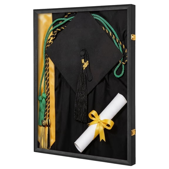 Memory Display Frame, Large Graduation Shadow Box Frame for Cap, Tassel, Diploma and Gowns, Wall Display for High School College Keepsakes (33.86x26.38x3.15 in)
