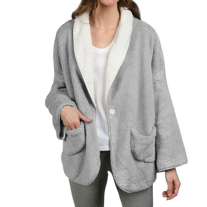 Womens Bed Jacket with Pockets -Fleece Bed Jackets for Women by Catalog ...