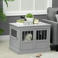 thumbnail image 2 of GVN Dog House, Dog Shelter,Dog Crate End Table with Triple Doors, Wooden Dog Crate Furniture, Puppy Crate, Pewter Gray, 2 of 6