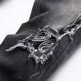 thumbnail image 5 of TIREOW Boys Skinny Ripped Denim Pants Elastic Slim Fit Fashionable Destroyed Jeans Zipper Button Down Denim Trousers, 5 of 6