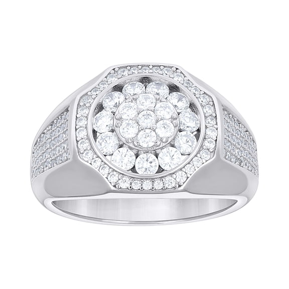 925 Sterling Silver Mens Cubic-Zirconia Fashion Ring Size 9