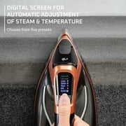 Rowenta Steam Force Pro Iron for Clothes, Stainless Steel Soleplate, 1850 Watts, Smart Screen, Handheld Iron, Black & Copper, DW9580