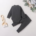 thumbnail image 4 of Infant Baby Boys Girls Clothing Sets Long Sleeve Ribbed Bodysuits Elastic Pants Yellow 12-18 Months, 4 of 8