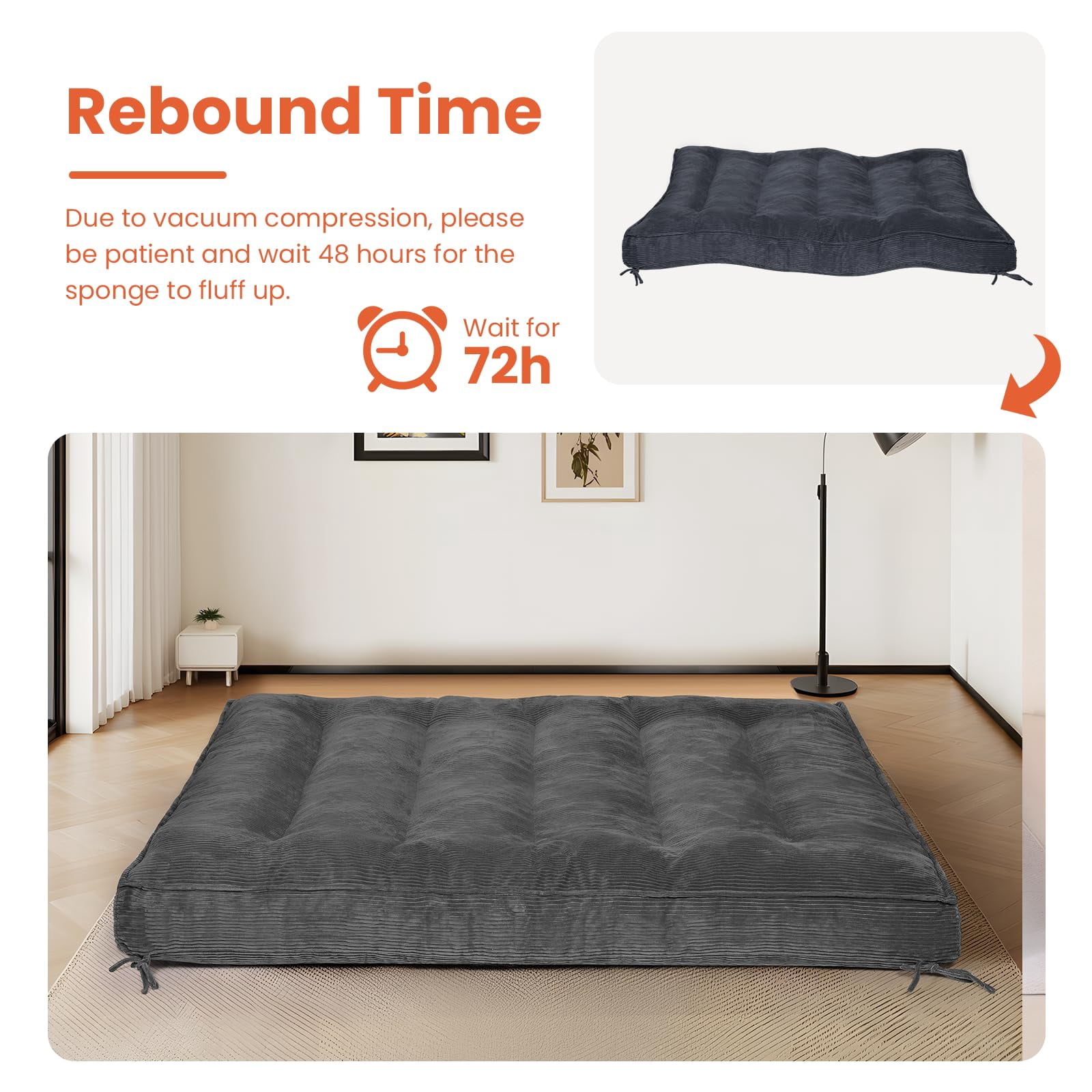 Kaiya 8 Inch Folding Full Medium Tight Top Poly Foam Mattresses,  Grey(Frame Not Included)