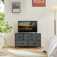 thumbnail image 3 of CONCETTA Dresser 5 Fabric Storage Drawer Dresser, TV Stand, Chest of Drawers for Bedroom, Closet, Entryway, Living Room, Gray, 3 of 9