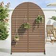 thumbnail image 2 of MAYEERTY 72×47" Arched Outdoor Brown Metal Privacy Panel Screen for Backyard & Garden, Louvered Pattern, 2 of 8