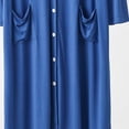 thumbnail image 5 of Blmnix Nightgowns for Women Bamboo Nightgowns Button Down Nightgown Nightshirts Sleep Shirts 3/4 Sleeve Blue Below-the-Knee V-Neck Summer Nightgowns for Women, 5 of 6