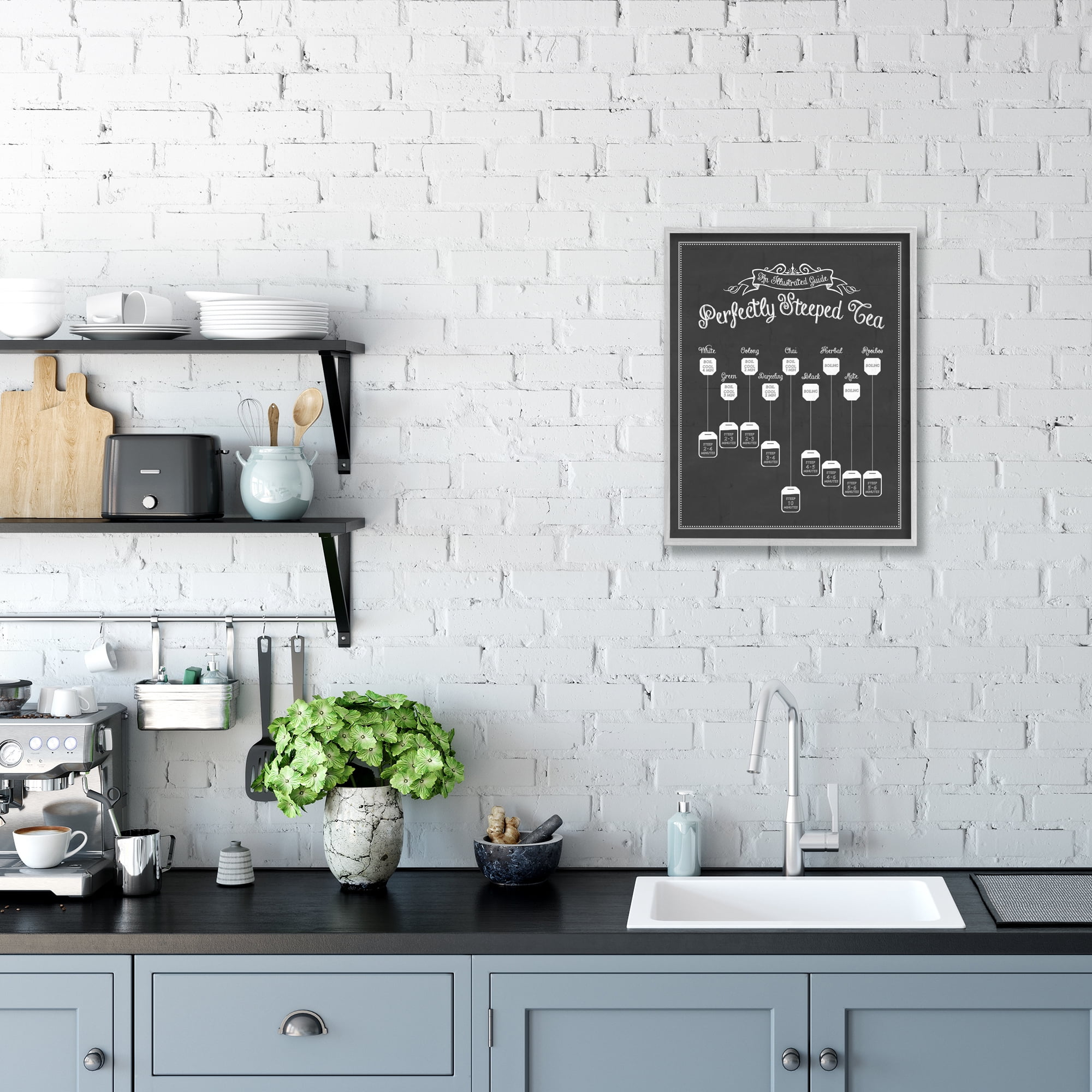 Stupell IndustriesPerfectly Steeped Tea Chalkboard Vintage SignFramed Wall Art by Lettered and Lined