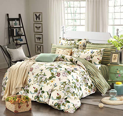 NEW Floral Flowers Printed Reversible Duvet Bed Cover Pillowcases All Sizes 