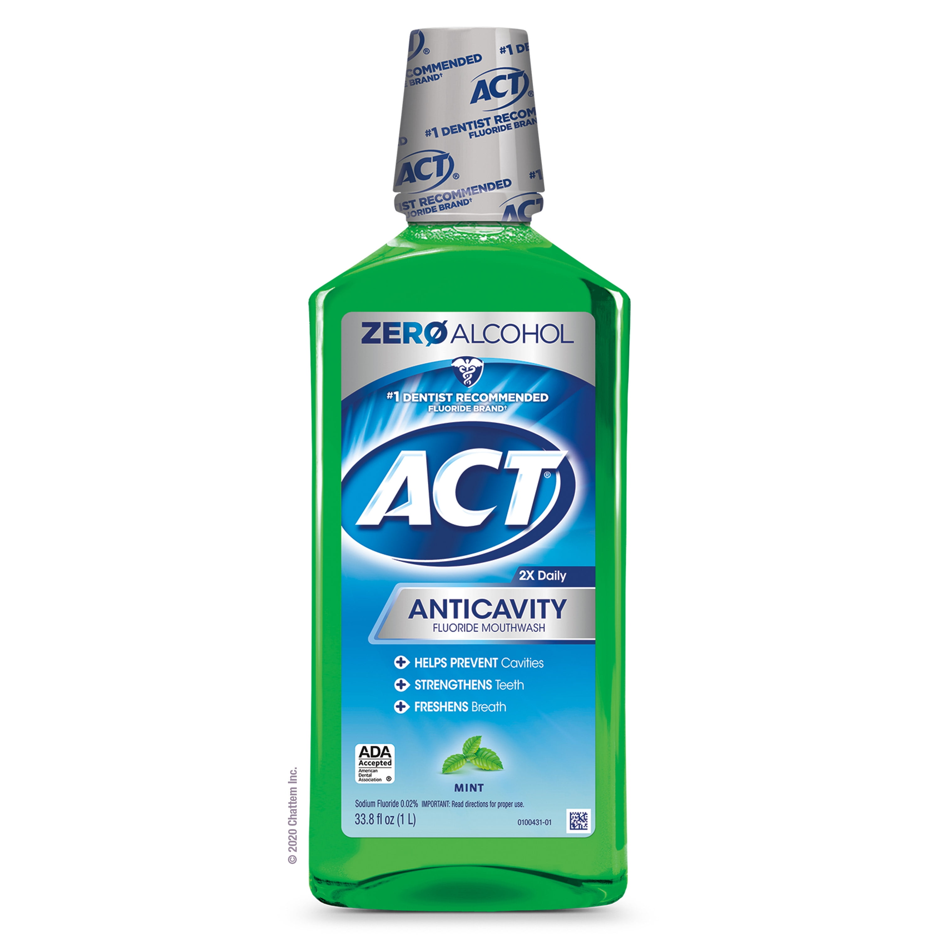 ACT Anticavity Fluoride Mouthwash (33.8 Oz, Mint)