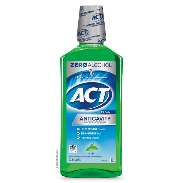 ACT Anticavity Fluoride Mouthwash (33.8 Oz, Mint)