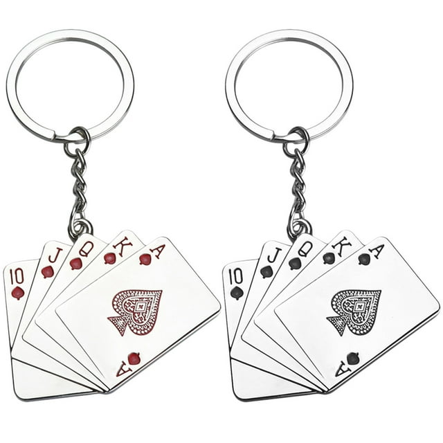 KAKOWELY Playing Cards Keychain 2Pcs Poker Card Pendant Keychain Decorative Playing Card Pendant Keychain Hanging Keyring3.94"X2.01"X0.31"