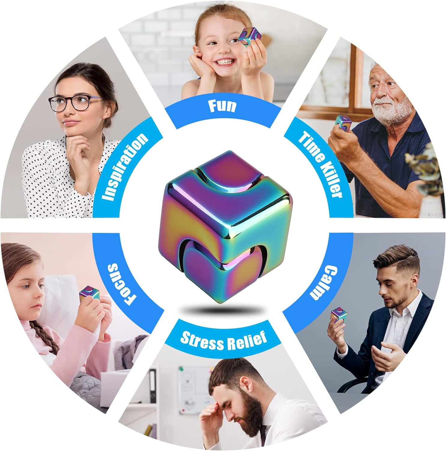 Anzmtosn Infinity Fidget Cube Metal 2-in-1 Gyro Cube Stress Relief