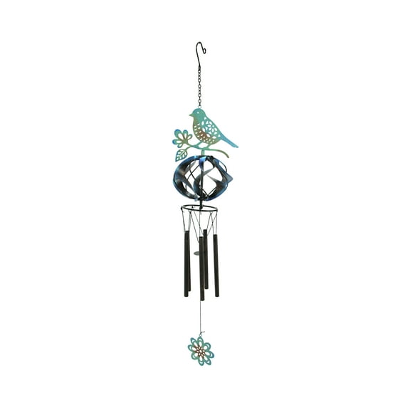 Things2Die4 Metal Bird Hanging Wind Chime Spinner Garden Art Patio Décor
