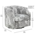 thumbnail image 2 of Comfort Pointe Banyon Gray Floral Fabric Upholstered Swivel Glider Barrel Chair, 2 of 16