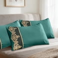 thumbnail image 3 of Luxurious Solid Color Pillowcase Set 2-Piece with European Embroidery & Lace, Breathable Polyester-Cotton, Skidproof & Durable for Elegant Bedroom Decor, 3 of 5