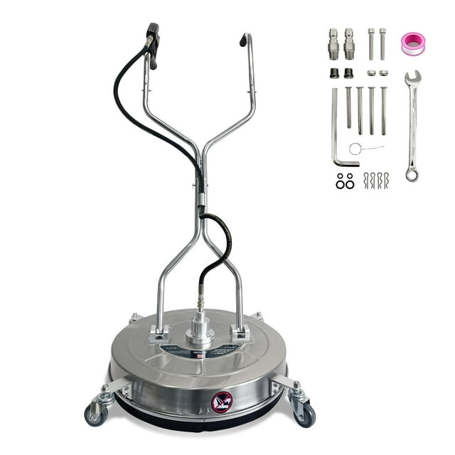 Yiwa Nettoyant de Surface 20 Pouces pour Laveuse à Pression, Conception en Acier Inoxydable à 4 Roues avec Double Poignée, Max 4600 PSI pour Surfaces en Béton et Extérieures