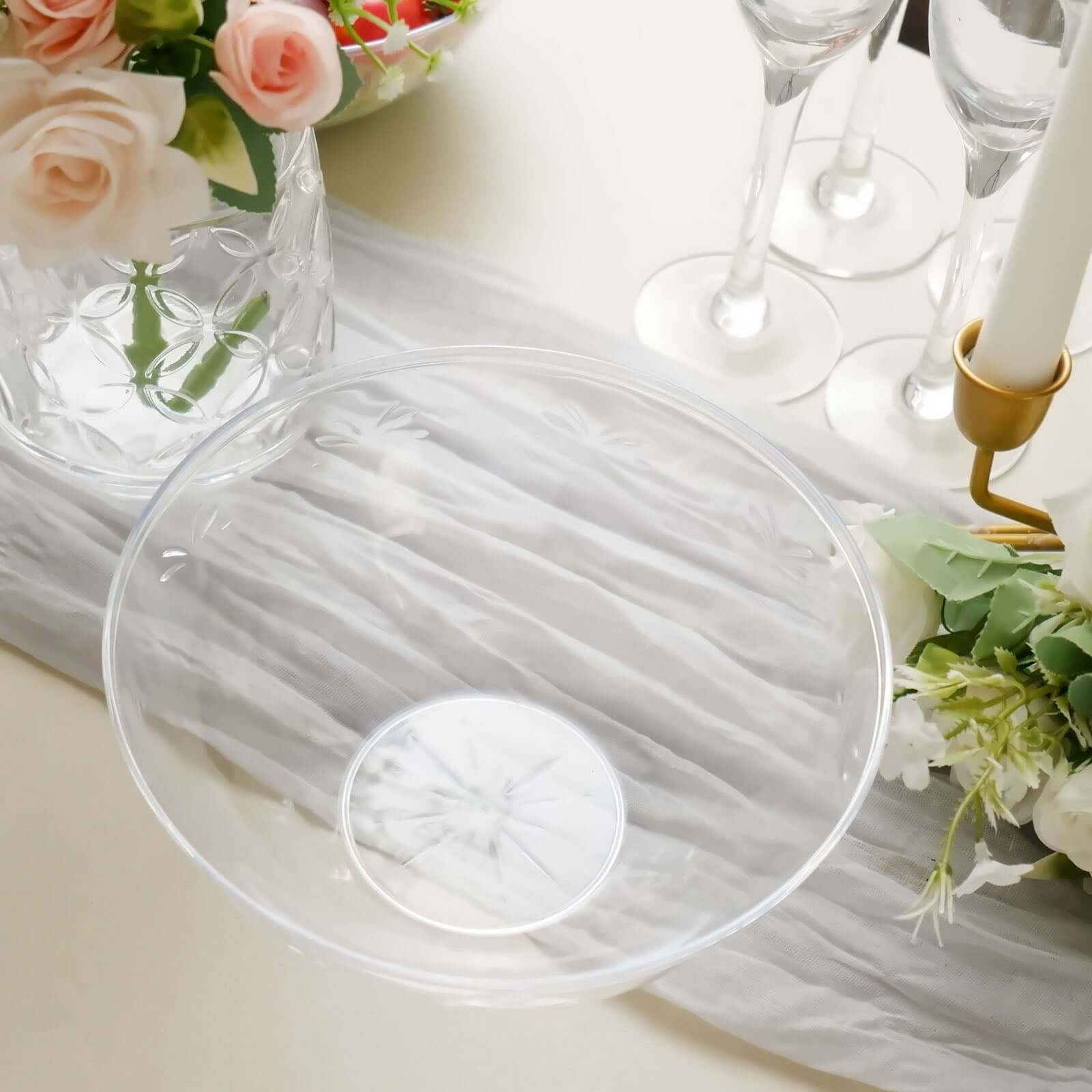 Efavormart 4 Pack - Clear Round Disposable Serving Bowls - 32Oz Plastic Salad Bowls for Wedding, Party, Banquet, Home, Picnic, Outdoor, Dinnerware, Restaurants, Desserts, Cereals, Soups