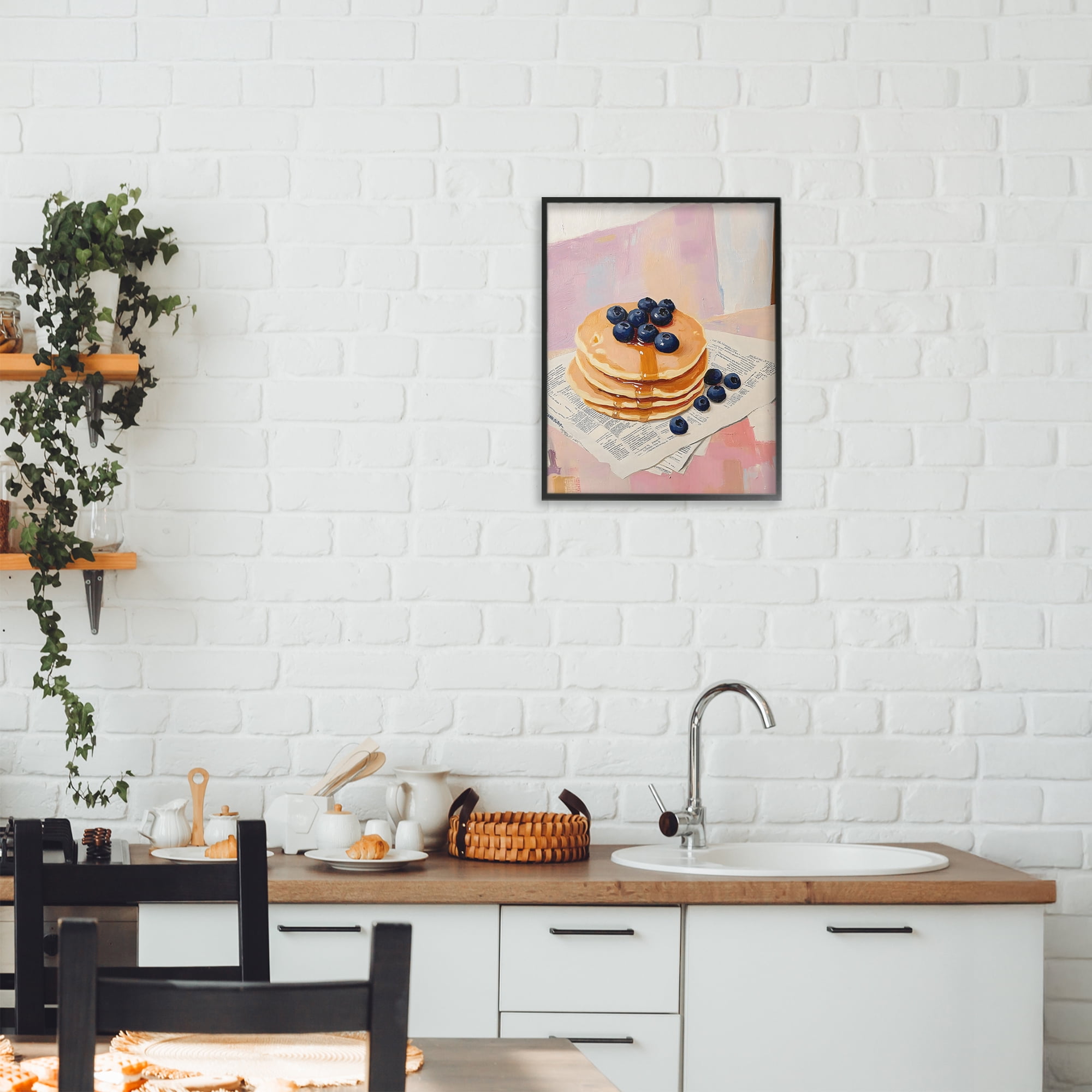 Stupell Industries Blueberry Pancakes with Syrup Black Framed Giclee Art, design by The Prints Vibe