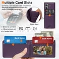thumbnail image 3 of Dteck Wallet for Samsung Galaxy Z Fold 5 Case with Built-in Glass Screen Protector, Soft PU Leather Card Holder Flip Kickstand Protective Case for Z Fold 5 5G,Deep Purple, 3 of 7