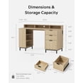 thumbnail image 6 of EYYTHUNG 55" Fluted Executive Desk with Charging Station, Modern Wood Home Office Desk with Storage Shelf & File Drawer, Writing Study Computer Table for Work Study, Light Oak, 6 of 8