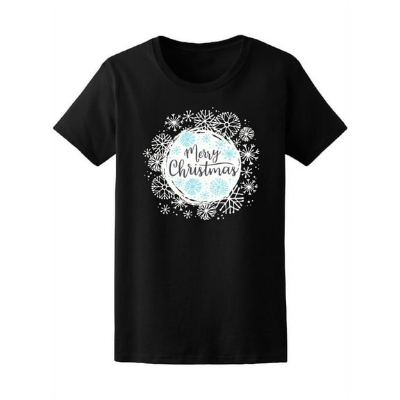 Beautiful Merry Christmas Snowflakes T-Shirt Women -Image by Shutterstock, Female Medium