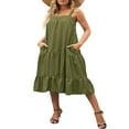 thumbnail image 4 of Robe Maxi Ample à Volants Sans Manches à Bretelles Épaisses Réglables pour Femmes avec Poches, 4 of 7