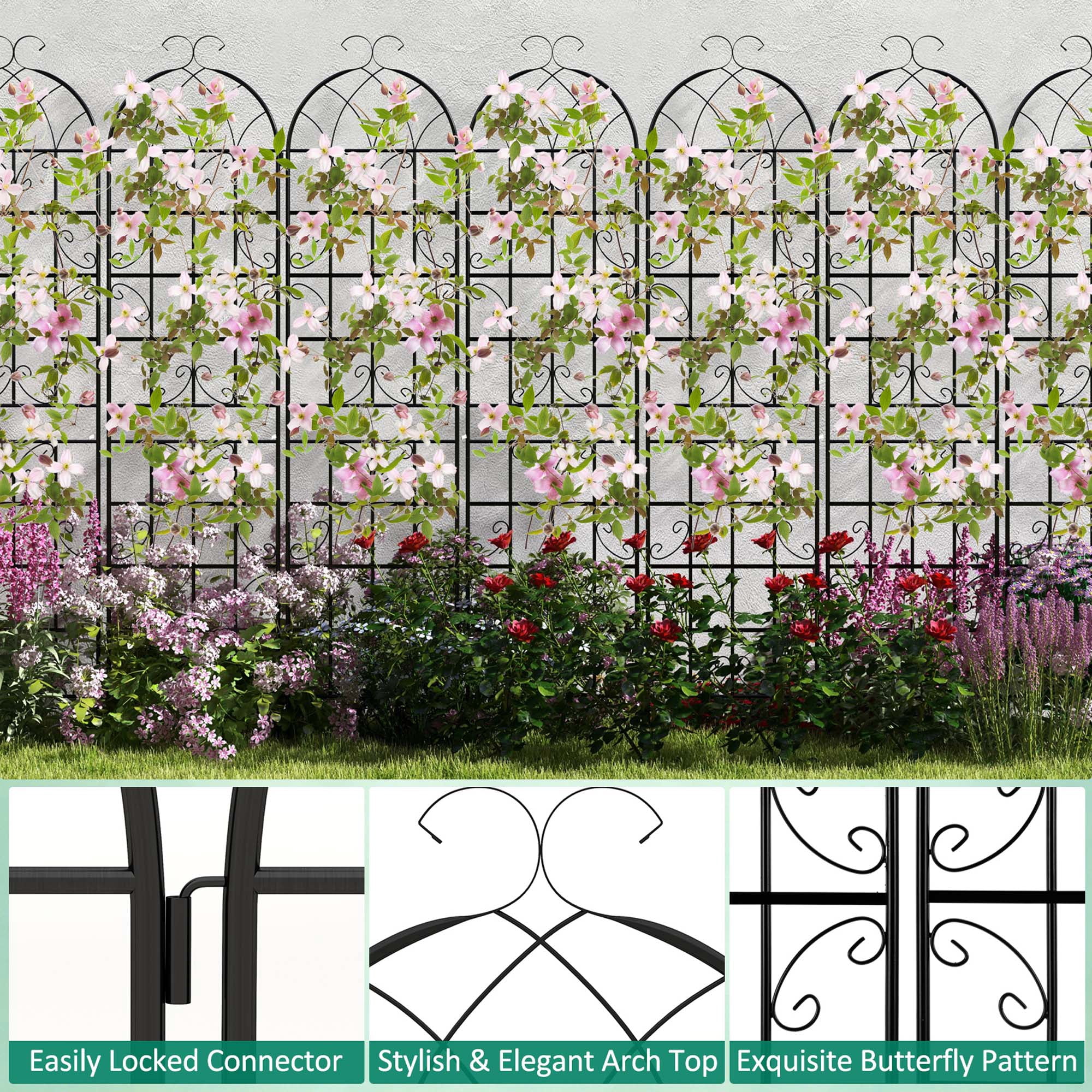 Costway 4 Pack 87" x 20" Metal Garden Trellis Decorative Outdoor Trellis