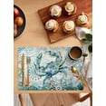 thumbnail image 5 of Coastal Crab Placemats Set of 4, Teal Nautical Beach Starfish Vintage Placemats for Dining Table, Place Mats for Kitchen Tabletop, Waterproof Wipeable Dining Table Mats Set, 5 of 9