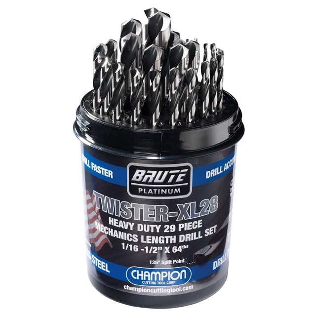 Juego de brocas Champion Cutting Tool Brute Platinum, 29 piezas, HSS