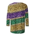 thumbnail image 4 of miqiqism Women Striped Shirts Loose Tunic Tops Tees 3/4 Sleeves O-Neck Pullover Blouse Carvinal Sparkle Mardi Gras Costume,01 Purple,Medium, 4 of 5