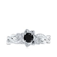 thumbnail image 5 of Rosec Jewels 1/2 CT Black Spinel Flower Engagement Ring with Diamond, Black Spinel Engagement Ring, 925 Sterling Silver, US 3.00, 5 of 9