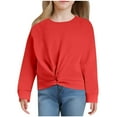 thumbnail image 4 of Winter Savings Clearance! Nskgu Girls Sweatshirts Women's Summer Causal Long Sleeve Blouse Round Neck Crop Tops Twist Front Tee T-Shirt Pullover, 4 of 5