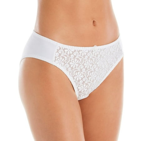 

Women s Carnival 3137 Tuxedo Lace Microfiber Low Rise Bikini Panty (White L)