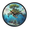 thumbnail image 2 of Voice Activated Clock with Glow Light 12 Inch Large Silent Wall Clock Battery Operated for Home Decor Sea Turtle Carrying Island, 2 of 8